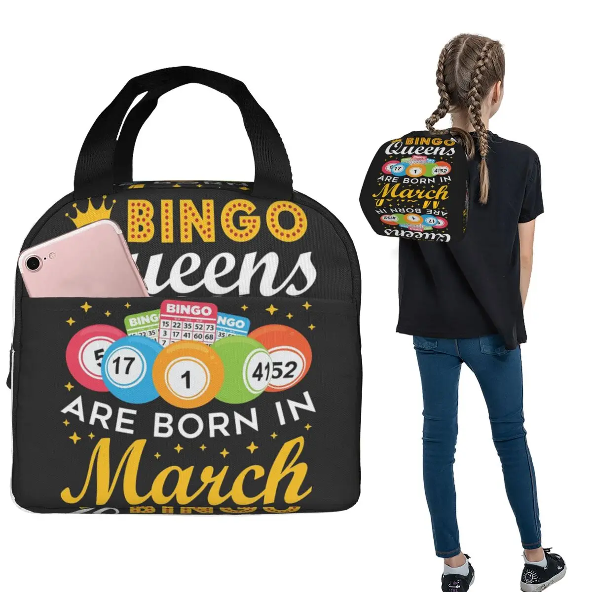 Термосумка для обедов с принтом Bingo Queen для женщин и детей, герметичная, для хранения продуктов, термосумка-тоут
Термосумка для обедов с принтом Bingo Queen для женщин и детей, герметичная, для хранения продуктов, термосумка-тоут