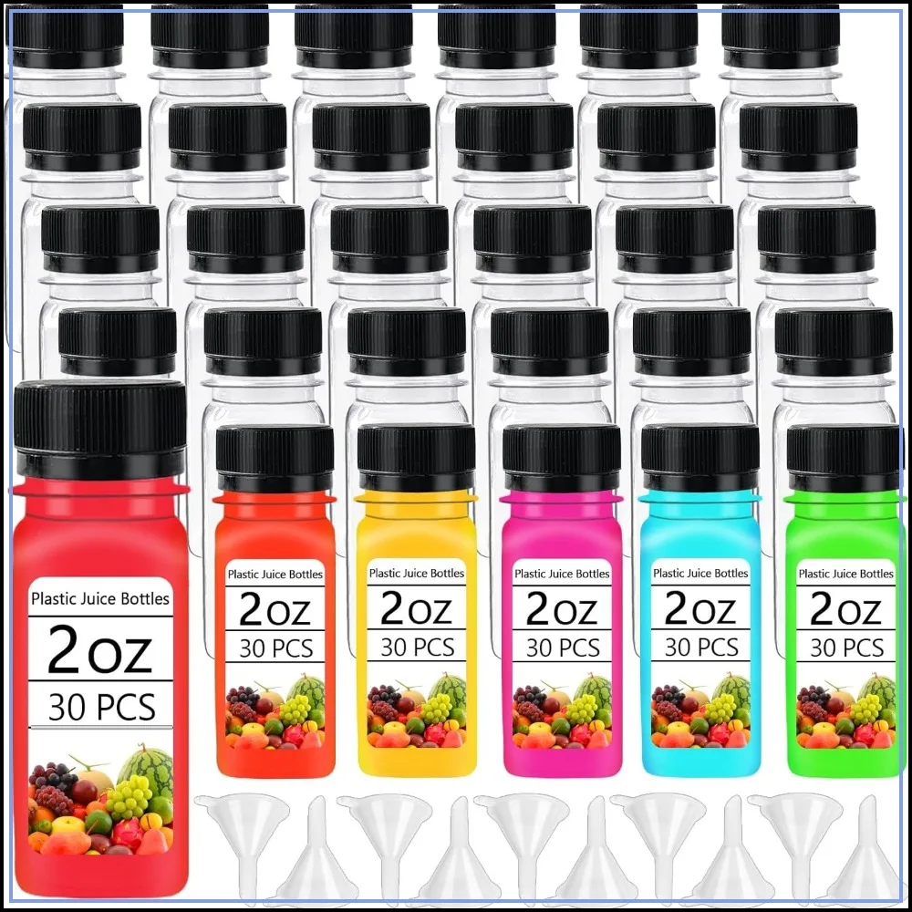 30PCS 2oz Small Plastic Shot Bottles with Caps, Reusable Clear Juice Containers with 10 Funnels for Ginger Shots, Liquids, Beverages
30PCS 2oz Small Plastic Shot Bottles with Caps, Reusable Clear Juice Containers with 10 Funnels for Ginger Shots, Liquids, Beverages