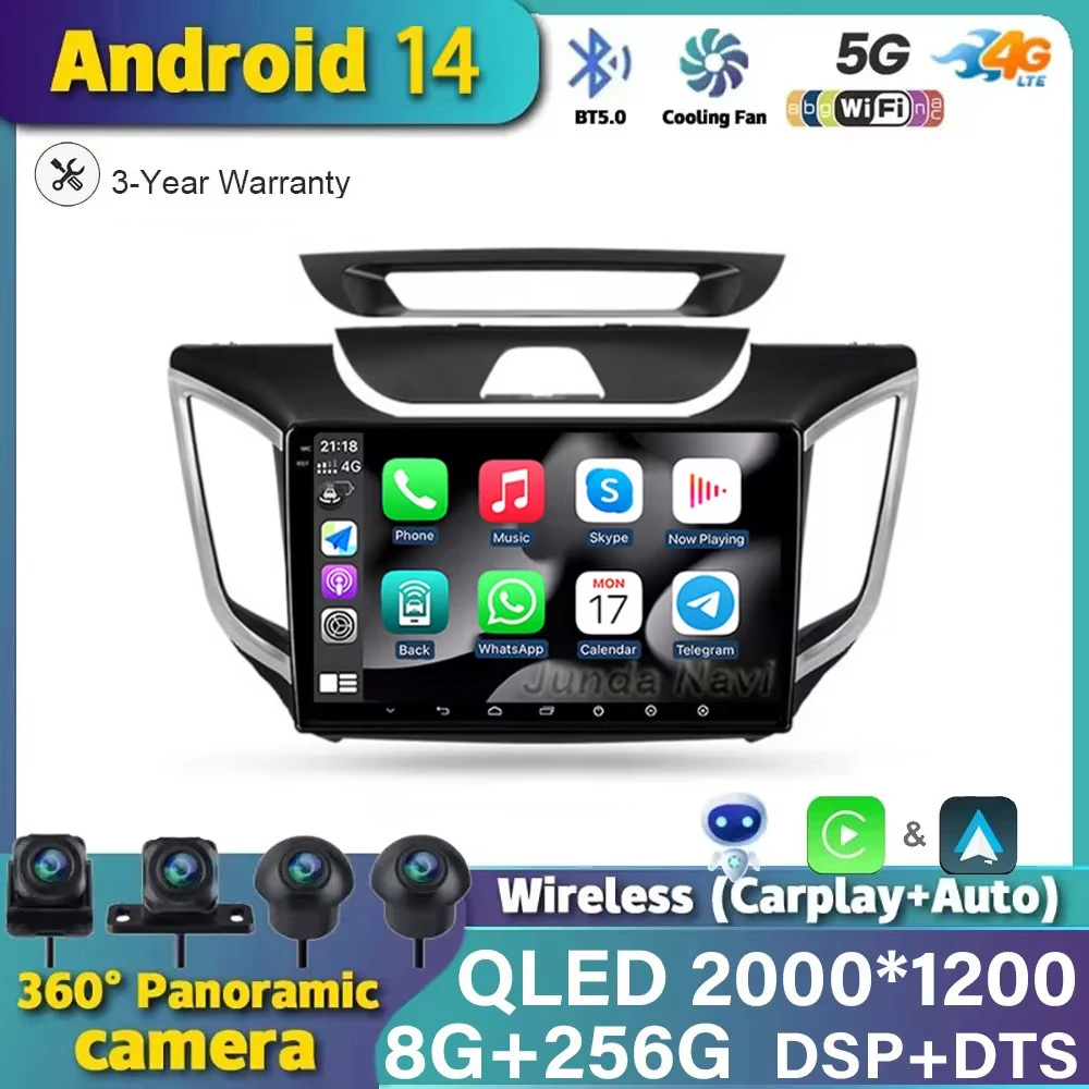 Android 14 Car Radio For Hyundai Creta IX25 2015-2019 WIFI 4G Multimedia Video Player Carplay Stereo GPS Navigation Split Screen
Android 14 Car Radio For Hyundai Creta IX25 2015-2019 WIFI 4G Multimedia Video Player Carplay Stereo GPS Navigation Split Screen