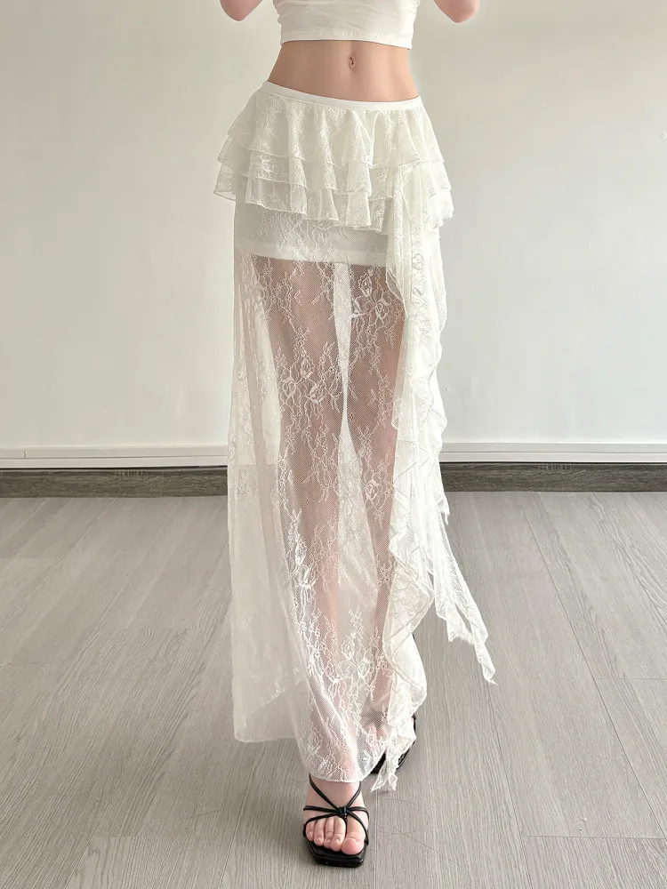 WEEKEEP Lace Splicing Net Skirt with Pleated Sexy Semi-Body Long Skirt Low Waist Design Polyester And Spandex Blend
WEEKEEP Lace Splicing Net Skirt with Pleated Sexy Semi-Body Long Skirt Low Waist Design Polyester And Spandex Blend
