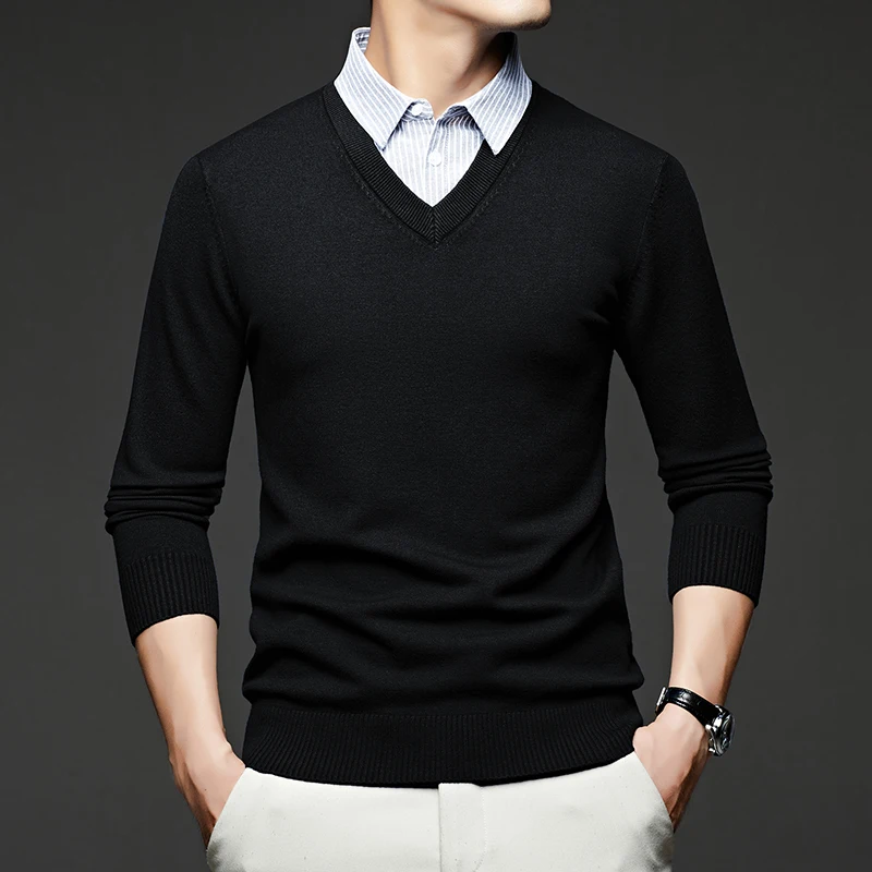 2025 Men's Fake Two-piece Sweater Spring and Autumn Style Shirt Collar Base Shirt 2025 New Sheep Wool Knitted Sweater
2025 Men's Fake Two-piece Sweater Spring and Autumn Style Shirt Collar Base Shirt 2025 New Sheep Wool Knitted Sweater