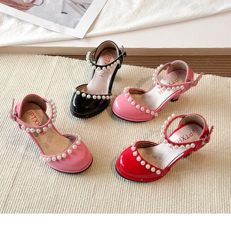 Fashion Girls Shoes Spring Summer New Trendy Pearl PU Leather Shoes High Heel Half Sandals Solid Color Dance Red Shoes
Fashion Girls Shoes Spring Summer New Trendy Pearl PU Leather Shoes High Heel Half Sandals Solid Color Dance Red Shoes