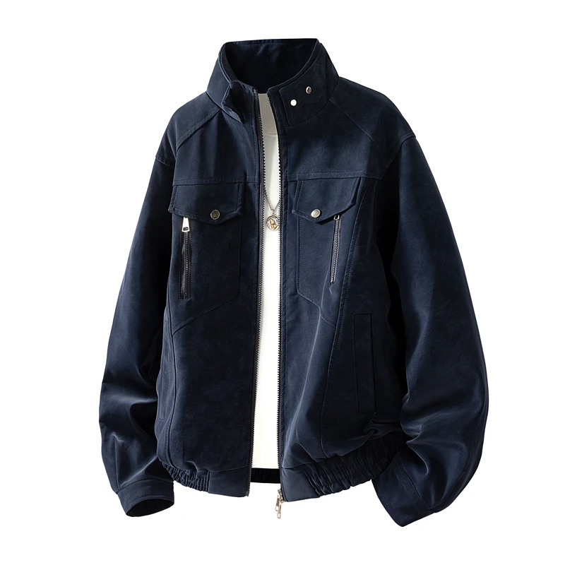 Faux Suede Stand-Collar Jacket for Men - Oversized Fit with Hidden Zip Pockets, Stylish & Anti-Wrinkle for Office Commute 
Faux Suede Stand-Collar Jacket for Men - Oversized Fit with Hidden Zip Pockets, Stylish & Anti-Wrinkle for Office Commute