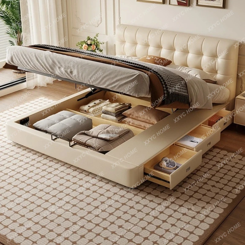 LLeather Beige Design Double Bed Luxury Unique Modern Pliable Double Bed Storage Wooden Japanese Cama Matrimonial Furniture
LLeather Beige Design Double Bed Luxury Unique Modern Pliable Double Bed Storage Wooden Japanese Cama Matrimonial Furniture