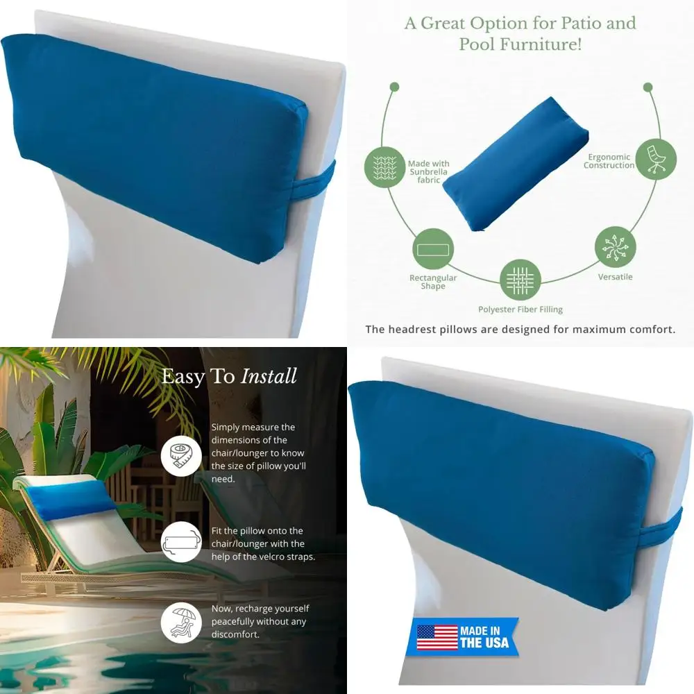 outdoor cushioned headrest & lumbar pillow set for chaise lounges, pool chairs, and patio furniture, 18x8 inches
outdoor cushioned headrest & lumbar pillow set for chaise lounges, pool chairs, and patio furniture, 18x8 inches