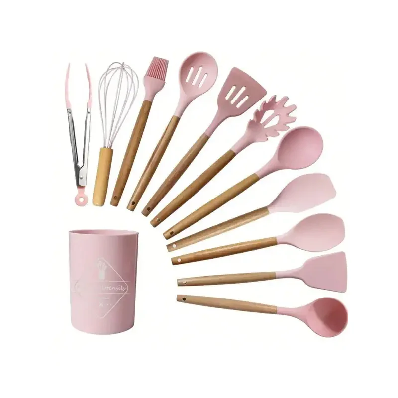 Kitchen handle silicone kitchenware set, non stick pot, cooking shovel, spoon, storage bucket, household items, holiday gifts
Kitchen handle silicone kitchenware set, non stick pot, cooking shovel, spoon, storage bucket, household items, holiday gifts