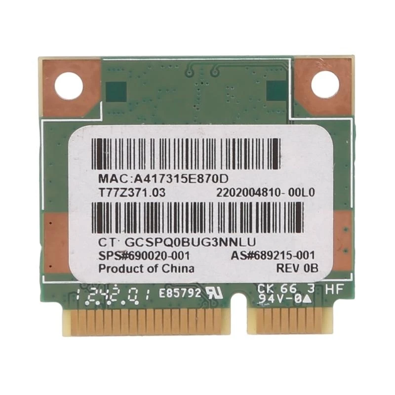 Y5LB 150Mbps Half Mini PCI-e WIFI Wlan + Bluetooth-compatible Card for CQ58
Y5LB 150Mbps Half Mini PCI-e WIFI Wlan + Bluetooth-compatible Card for CQ58