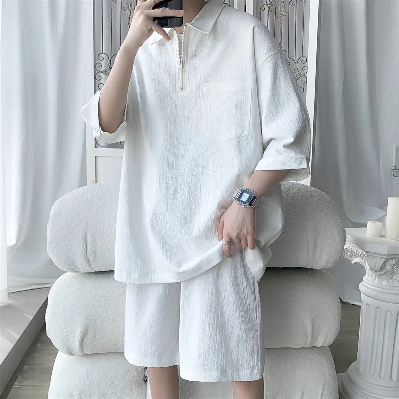 5XL-M Plus Size Summer Casual Stretched Men's Sets Simple Turn Down Collar Loose Short Sleeve Polo T-Shirts And Shorts 3Colors
5XL-M Plus Size Summer Casual Stretched Men's Sets Simple Turn Down Collar Loose Short Sleeve Polo T-Shirts And Shorts 3Colors