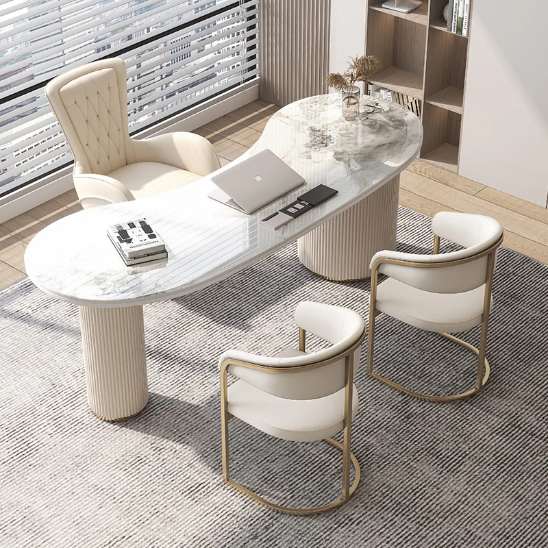 Легкий роскошный домашний письменный стол, скандинавский кабинет, компьютерный стол, современный офисный стол для руководителей со столешницей из каменной плиты 
Легкий роскошный домашний письменный стол, скандинавский кабинет, компьютерный стол, современный офисный стол для руководителей со столешницей из каменной плиты