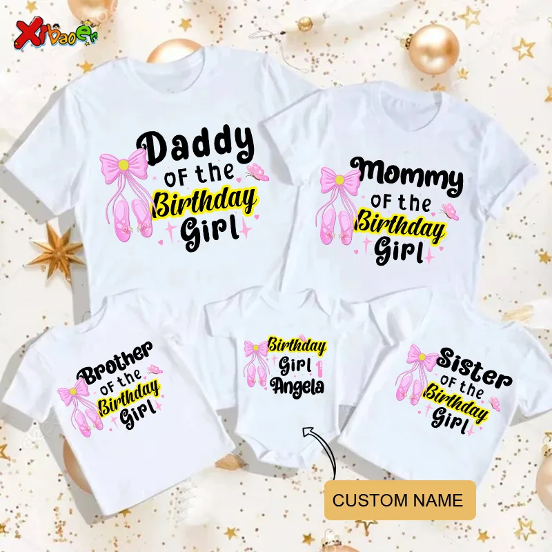 Personalized T Shirt Family Gift Birthday Shirt Girls Custom Name Ballet Shoes T-Shirt Children Kids Daddy Mommy Party Outfits
Personalized T Shirt Family Gift Birthday Shirt Girls Custom Name Ballet Shoes T-Shirt Children Kids Daddy Mommy Party Outfits