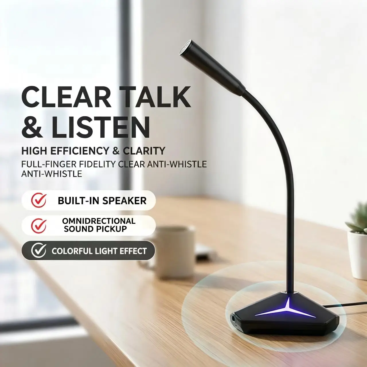 Desktop Microphone with Clear Sound Quality for Gaming Voice Laptop USB Universal Driver Free Noise Reduction Live Streaming
Desktop Microphone with Clear Sound Quality for Gaming Voice Laptop USB Universal Driver Free Noise Reduction Live Streaming