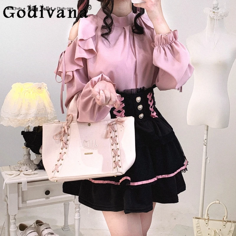 Оригинальная японская милая рубашка с длинными рукавами, весна-осень 2024, женские облегающие блузки с открытыми плечами для девочек Y2K, женские топы 
Оригинальная японская милая рубашка с длинными рукавами, весна-осень 2024, женские облегающие блузки с открытыми плечами для девочек Y2K, женские топы