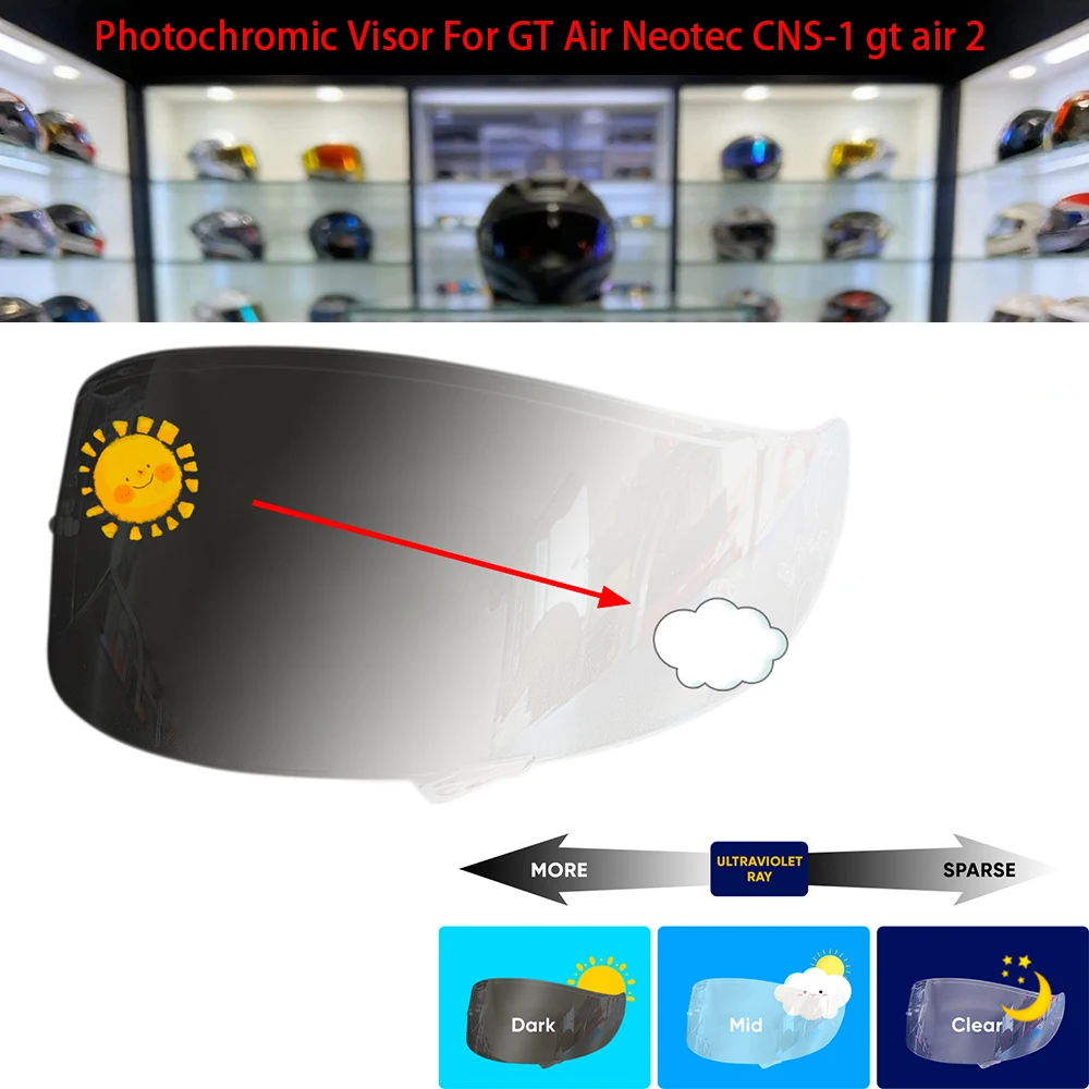Photochromic Visor For Shoei GT Air Neotec CNS-1 gt air 2 Motorcycle Helmet Uv Protection Lens Resistant
Photochromic Visor For Shoei GT Air Neotec CNS-1 gt air 2 Motorcycle Helmet Uv Protection Lens Resistant