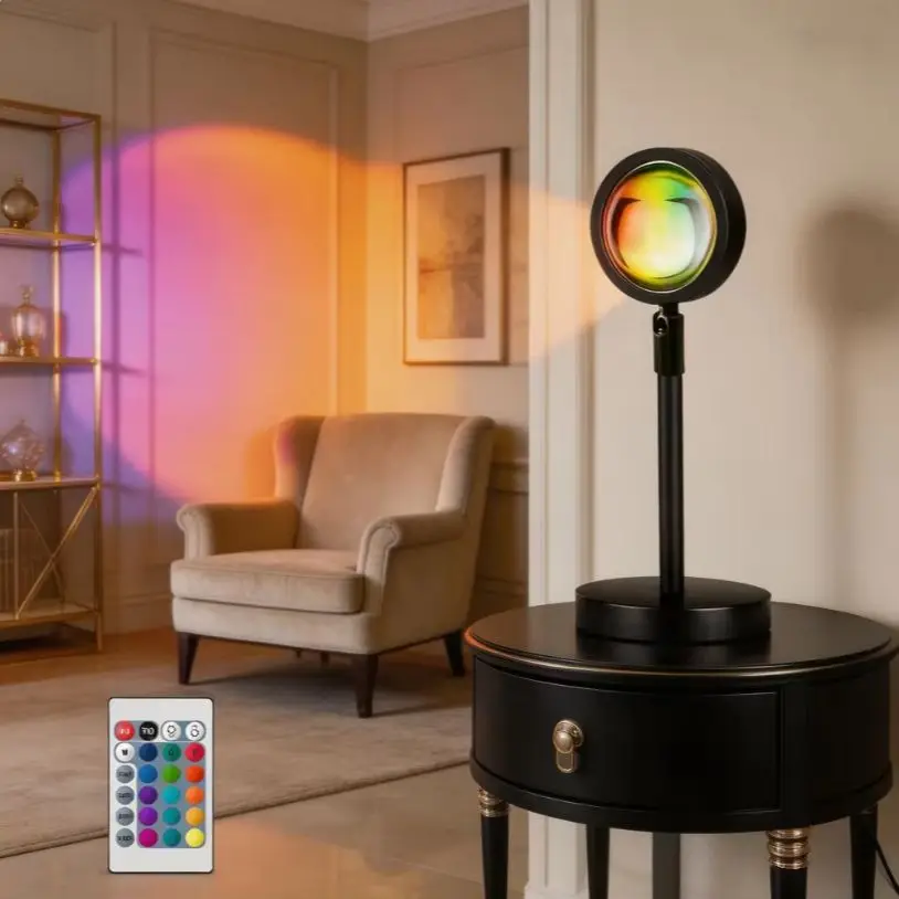 Sunset Lamp Stand Table Lamp RGB 16 Colors LED Projection Light with Remote Control USB Powered for Bedroom gift
Sunset Lamp Stand Table Lamp RGB 16 Colors LED Projection Light with Remote Control USB Powered for Bedroom gift
