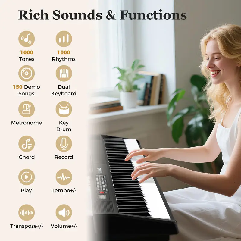 88 Key Foldable Piano Keyboard Portable Semi Weighted Electric Piano-Black
88 Key Foldable Piano Keyboard Portable Semi Weighted Electric Piano-Black