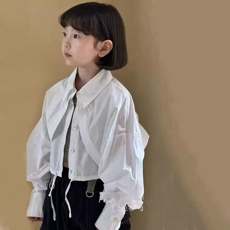 Girls' Long Sleeved Shirt for Spring and Autumn, Fake Two-piece White Shirt, Fashionable Children's Lapel Western-style Jacket
Girls' Long Sleeved Shirt for Spring and Autumn, Fake Two-piece White Shirt, Fashionable Children's Lapel Western-style Jacket