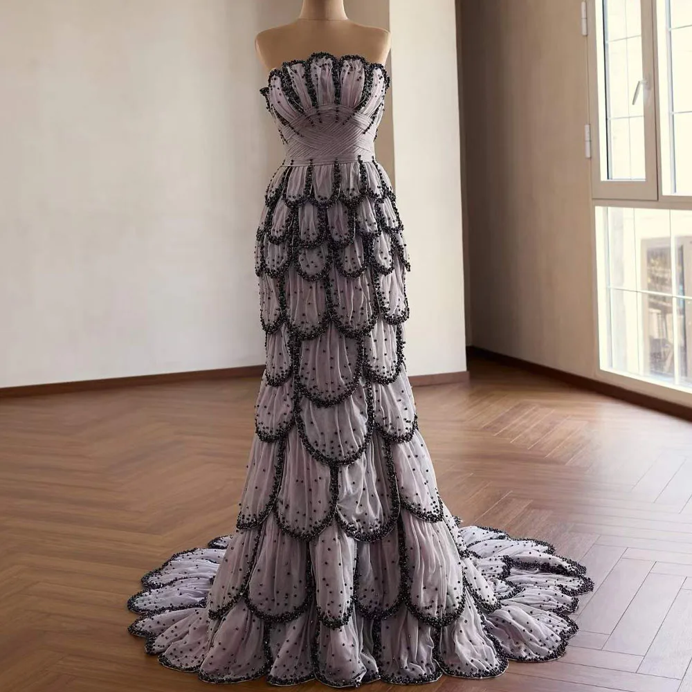 2026 Customizable Strapless Sleeveless Evening Dress Lace-Up Back Beading Elegant Prom Dress
2026 Customizable Strapless Sleeveless Evening Dress Lace-Up Back Beading Elegant Prom Dress