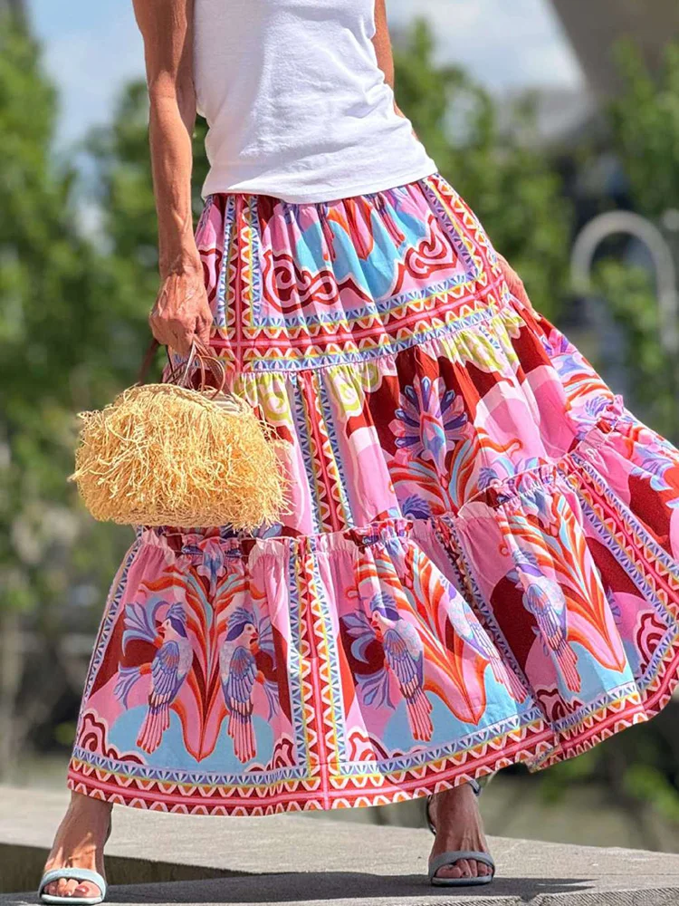 Women's Ruffles Patchwork Maxi Skirt Summer Holiday Casual Loose High Elastic Waist Printed Simple Ladies Skirt Streetwear 2026
Women's Ruffles Patchwork Maxi Skirt Summer Holiday Casual Loose High Elastic Waist Printed Simple Ladies Skirt Streetwear 2026