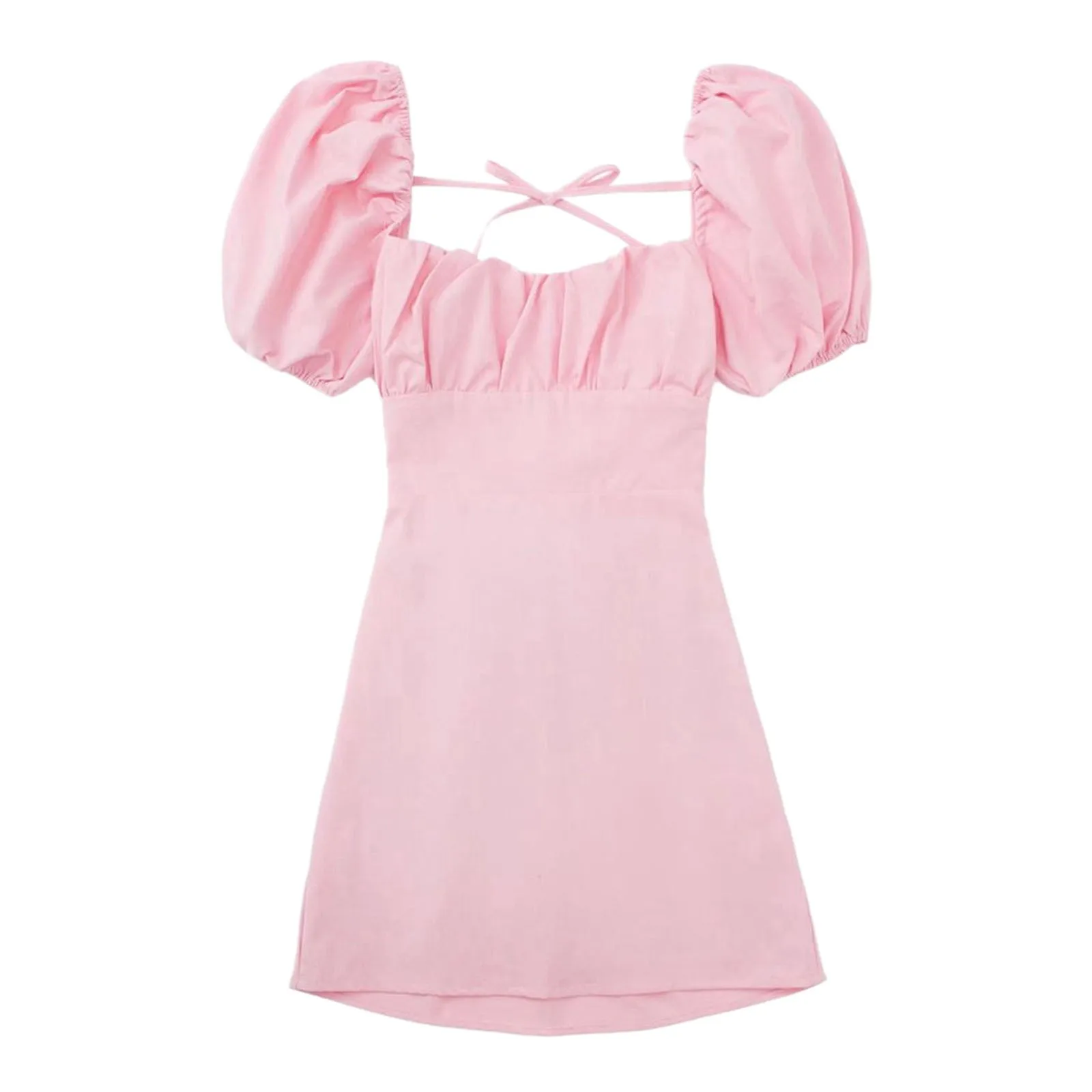 Women Puff Sleeves Square Neck Dresses Pleated Backless Crossover Straps Dress Fashion Black Elegent Short Dress Female Vestidos
Women Puff Sleeves Square Neck Dresses Pleated Backless Crossover Straps Dress Fashion Black Elegent Short Dress Female Vestidos