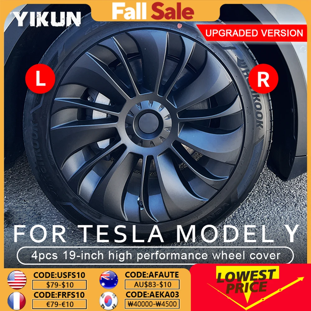 4 шт. крышка ступицы для Tesla Model Y, 19-дюймовая сменная крышка колеса, автомобильная крышка ступицы, полная крышка обода, аксессуары 2018-2024