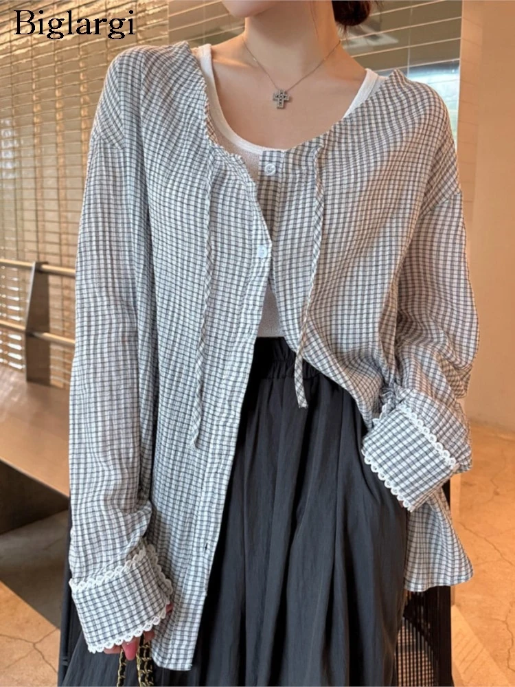 Autumn Shirts Women Plaid Print Fashion Loose Korean Style Ladies Blouses Fashion Casual Woman Shirt
Autumn Shirts Women Plaid Print Fashion Loose Korean Style Ladies Blouses Fashion Casual Woman Shirt
