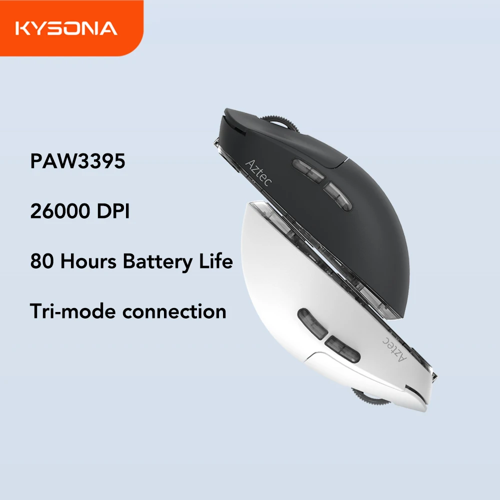 Беспроводная игровая мышь Kysona Aztec PAW3395 55 г, сверхлегкая, 26000 точек на дюйм, 6 кнопок, 90 миллионов оптических компьютерных мышей для портативных ПК
Беспроводная игровая мышь Kysona Aztec PAW3395 55 г, сверхлегкая, 26000 точек на дюйм, 6 кнопок, 90 миллионов оптических компьютерных мышей для портативных ПК