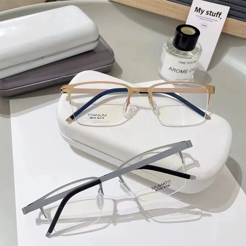 Danish Brand Replica Men's Casual Eyebrow Frame Pure Titanium Browline Fashion Eyeglass Ultra-light Screwless Design Glasses
Danish Brand Replica Men's Casual Eyebrow Frame Pure Titanium Browline Fashion Eyeglass Ultra-light Screwless Design Glasses