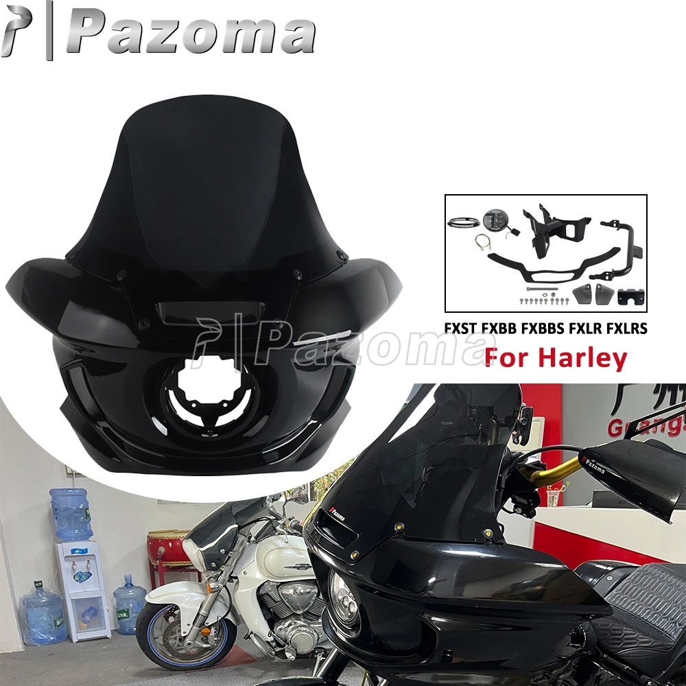 Motorcycle Front Light Cowl Mask LED Headlight Fairing Bracket Kit For Harley Softail Street Bob Standard Low Rider S FXLRS FXLR
Motorcycle Front Light Cowl Mask LED Headlight Fairing Bracket Kit For Harley Softail Street Bob Standard Low Rider S FXLRS FXLR