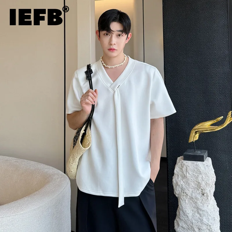 IEFB Niche Style Men's Loose Tees V-neck Short Sleeve Casual Tribbon Male Solid Color T-shirts New Stylish Summer 2024 9C6288
IEFB Niche Style Men's Loose Tees V-neck Short Sleeve Casual Tribbon Male Solid Color T-shirts New Stylish Summer 2024 9C6288