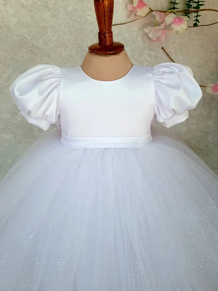Baby Girl One-Year-Old Dress Toddler White Puffy Tulle Dress with Bow Children's Puff Sleeve Princess Dresskids
Baby Girl One-Year-Old Dress Toddler White Puffy Tulle Dress with Bow Children's Puff Sleeve Princess Dresskids