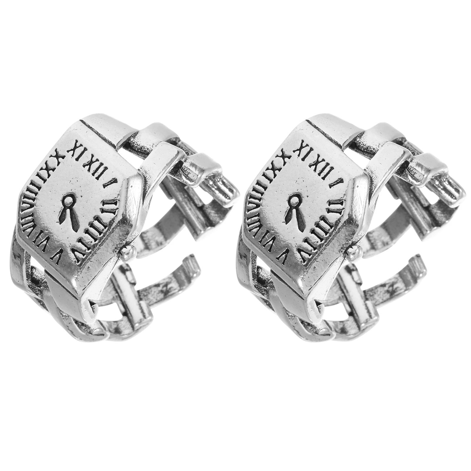 2 pcs Retro Numeral Watch Rings Roman Numeral Ring Watch for Women Vintage Silver Adjustable Quartz Finger Gift
2 pcs Retro Numeral Watch Rings Roman Numeral Ring Watch for Women Vintage Silver Adjustable Quartz Finger Gift
