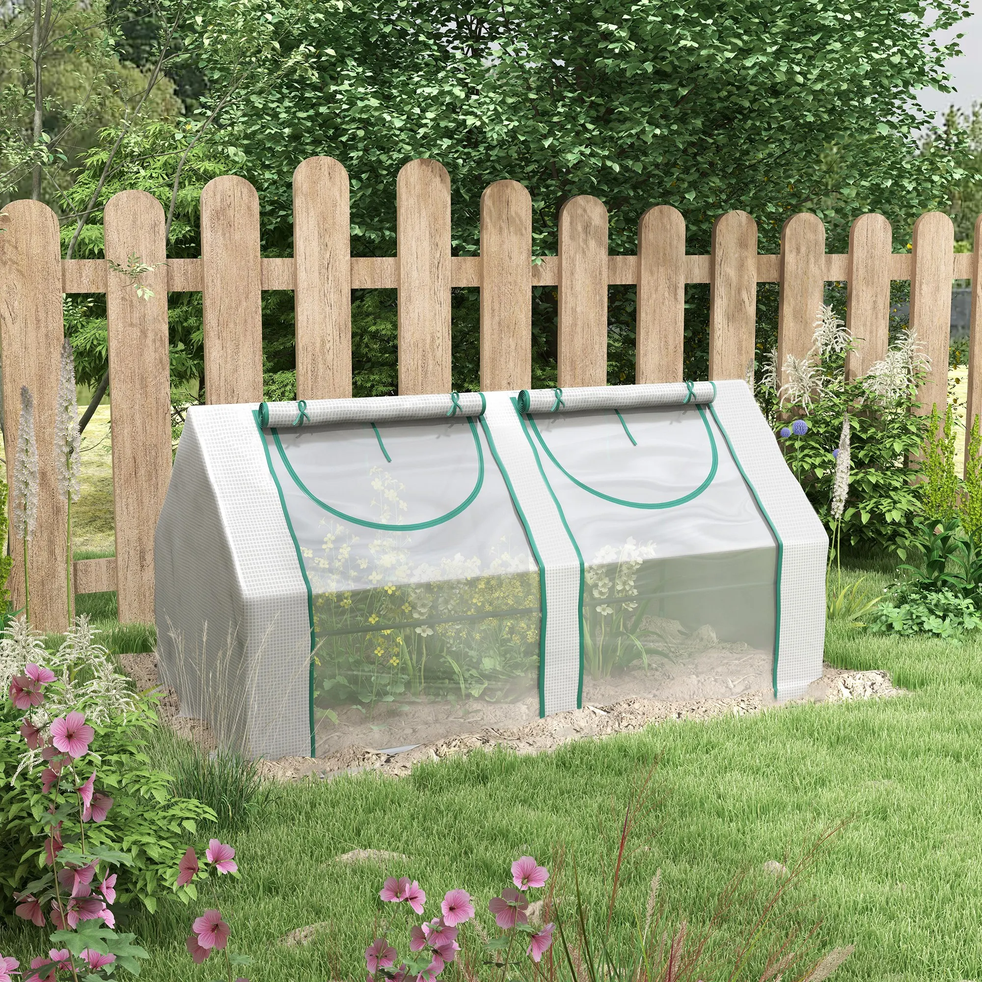6' X 3' X 3' Portable Greenhouse, Garden Hot House with Two Pe/Pvc Covers and 2 Roll up Windows, Clear
6' X 3' X 3' Portable Greenhouse, Garden Hot House with Two Pe/Pvc Covers and 2 Roll up Windows, Clear
