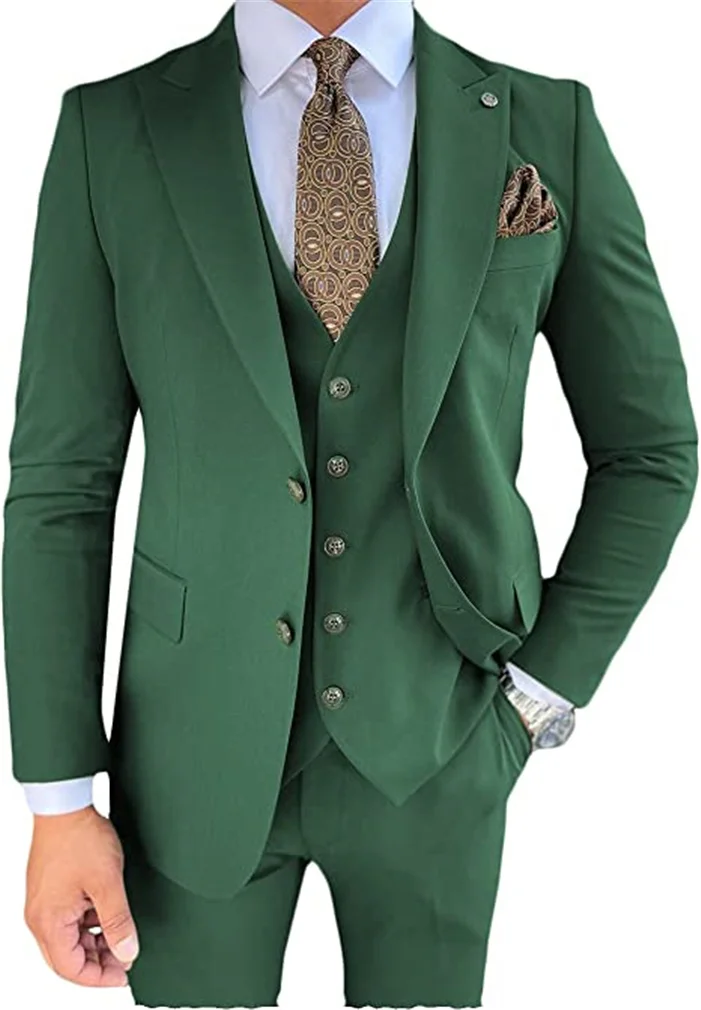 Dark Green 3 Pieces Mens Wedding Suits Slim Fit 2 Buttons Business Single Breasted Costume Formal Terno Masculino Male Clothing
Dark Green 3 Pieces Mens Wedding Suits Slim Fit 2 Buttons Business Single Breasted Costume Formal Terno Masculino Male Clothing