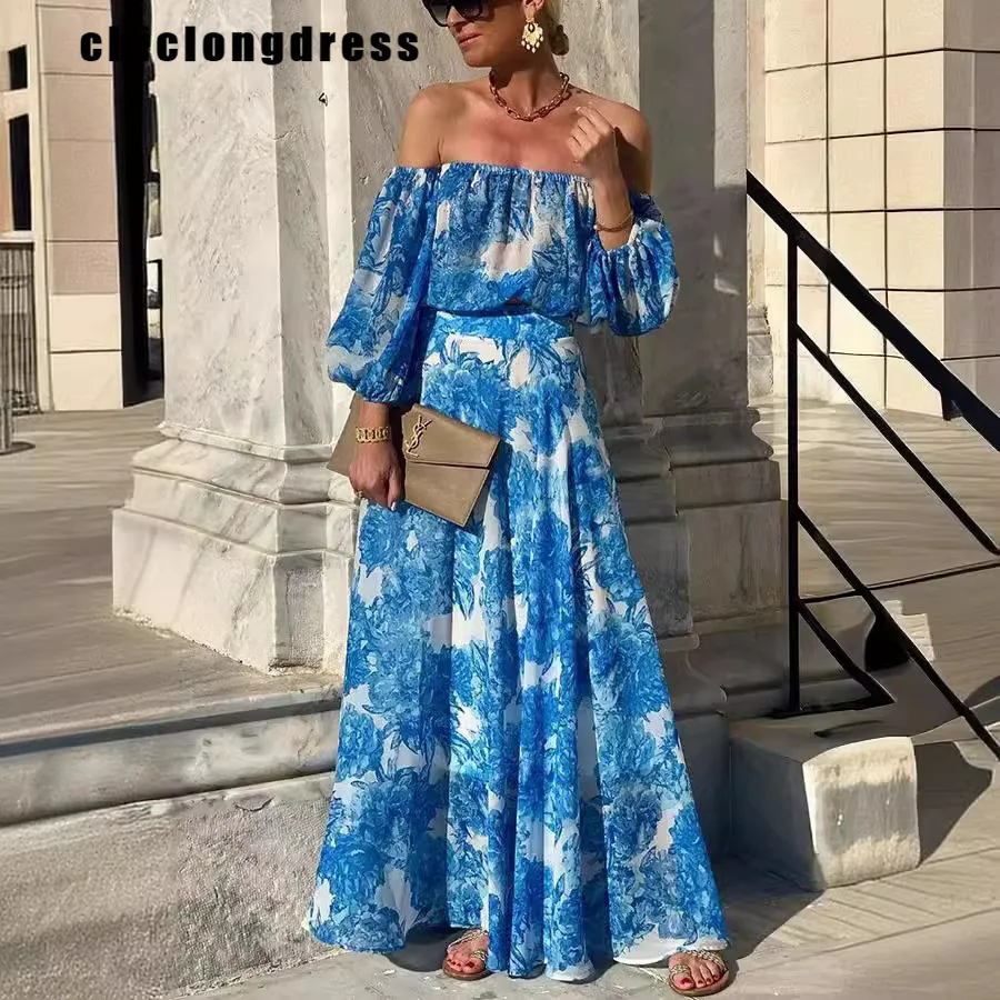Summer Fashion Printed Off Shoulder Dress Women Elegant Beach Style Slash Neck Short Sleeve High Waist Printed Long Dress Women
Summer Fashion Printed Off Shoulder Dress Women Elegant Beach Style Slash Neck Short Sleeve High Waist Printed Long Dress Women