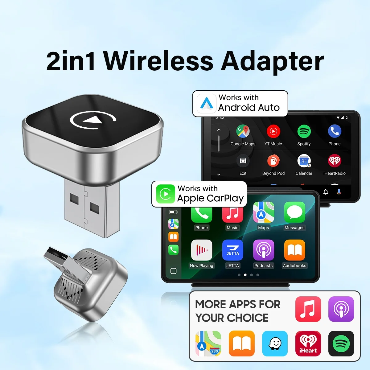 A15 2 in 1 Wireless CarPlay Adapter & Android Auto Dongle Plug & Play AI Smart Box Car Intelligent Systems BT for IPhone/Android
A15 2 in 1 Wireless CarPlay Adapter & Android Auto Dongle Plug & Play AI Smart Box Car Intelligent Systems BT for IPhone/Android