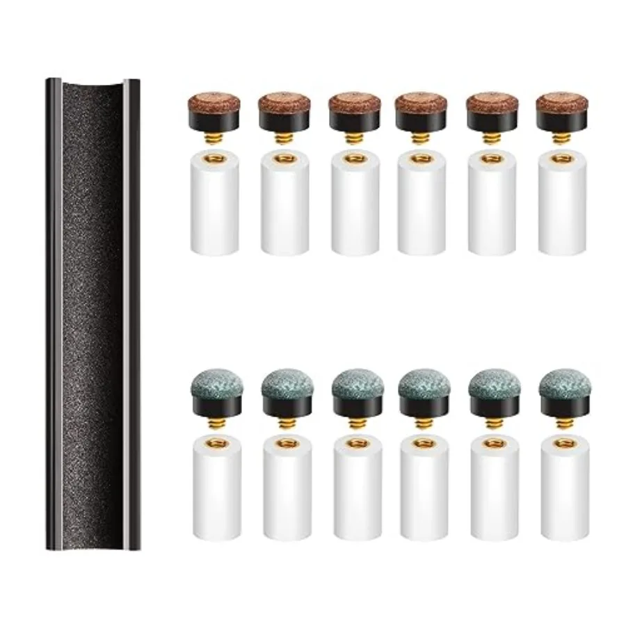 12 PCS Screw on Pool Cue Tips Replacement Kit 10mm/12mm/13mm Pool Stick Tips Replacement kit Cue Stick Tips with Sander, Hardan
12 PCS Screw on Pool Cue Tips Replacement Kit 10mm/12mm/13mm Pool Stick Tips Replacement kit Cue Stick Tips with Sander, Hardan