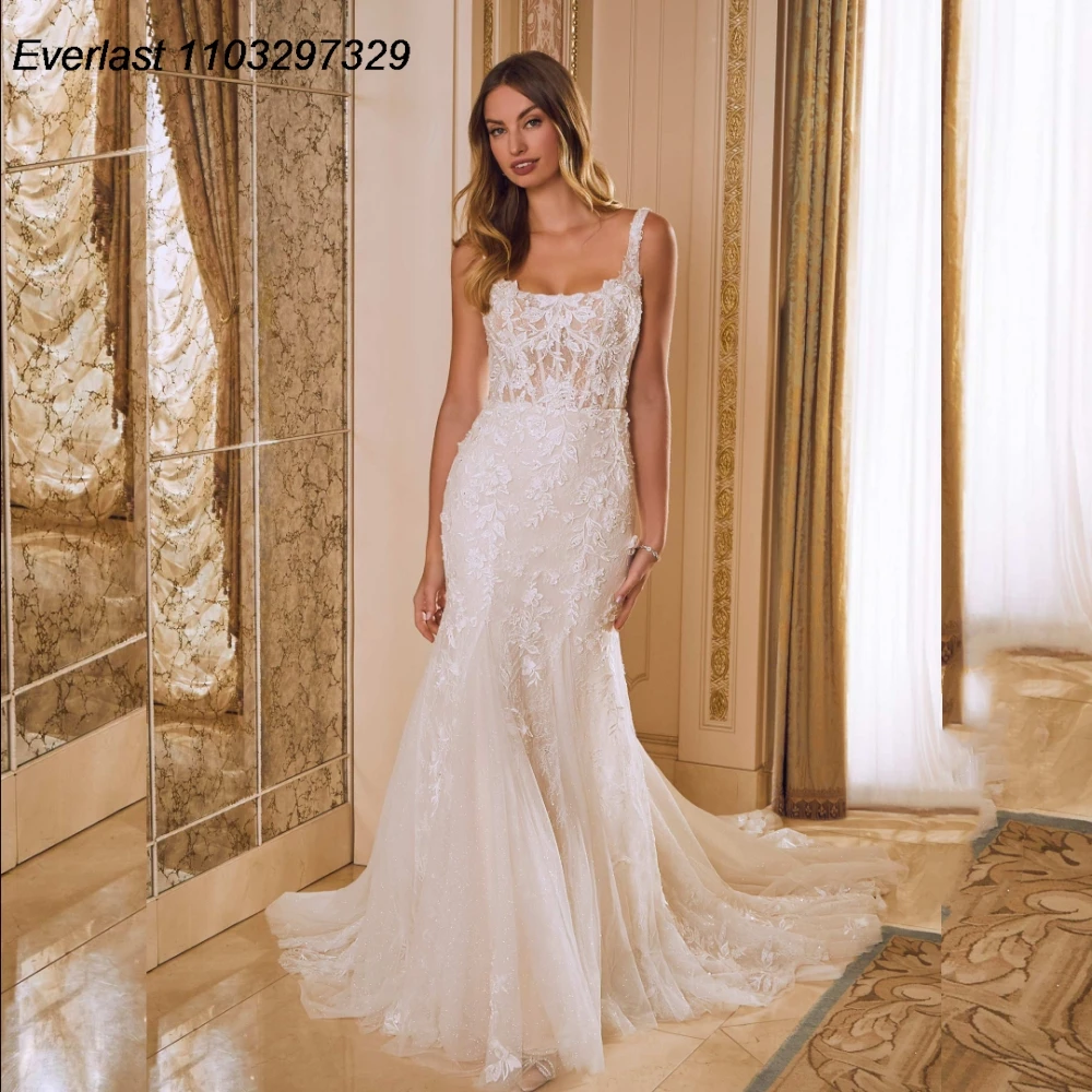 EVLAST Customized Mermaid Wedding Dress Spaghetti Beaded Lace Applique Vestido De Novia Bridal Gown Robe De Mariee TMD32
EVLAST Customized Mermaid Wedding Dress Spaghetti Beaded Lace Applique Vestido De Novia Bridal Gown Robe De Mariee TMD32