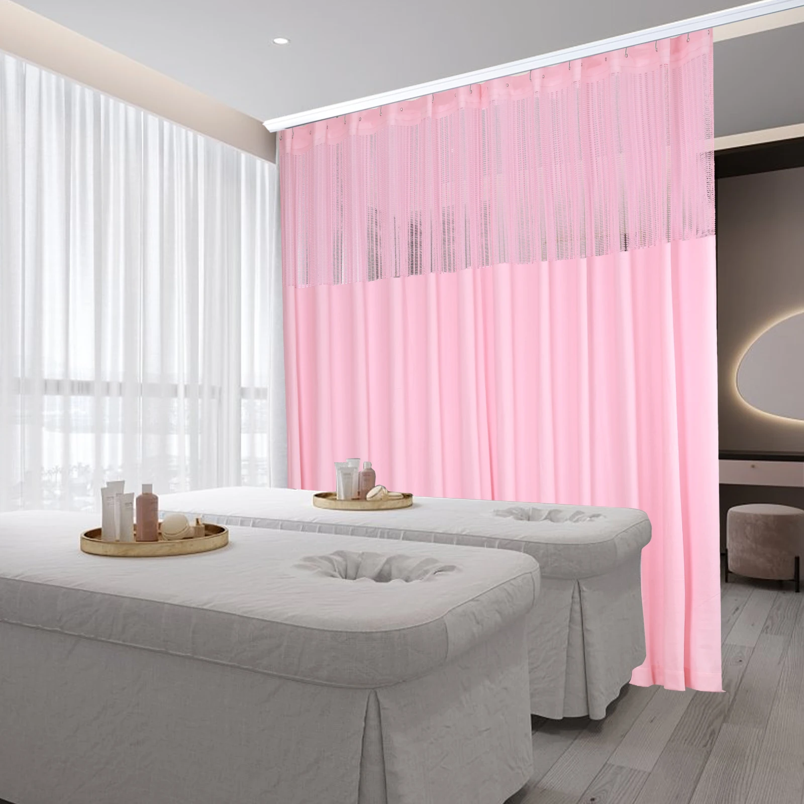 12*8 Ft Pink Compartment Curtain with Hook Room Partition Curtain Beauty Salon Hospital Bed Curtain with Breathable Mesh
12*8 Ft Pink Compartment Curtain with Hook Room Partition Curtain Beauty Salon Hospital Bed Curtain with Breathable Mesh