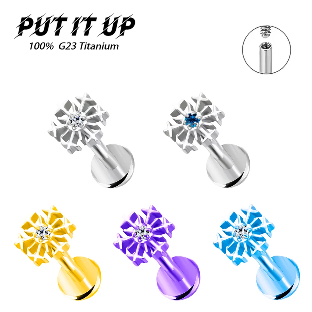PUTITUP Official High Quality F136 Titanium Anodised Snowflake Earrings Fashion Ear Bone Lip Studs Body Piercing Jewellery
PUTITUP Official High Quality F136 Titanium Anodised Snowflake Earrings Fashion Ear Bone Lip Studs Body Piercing Jewellery