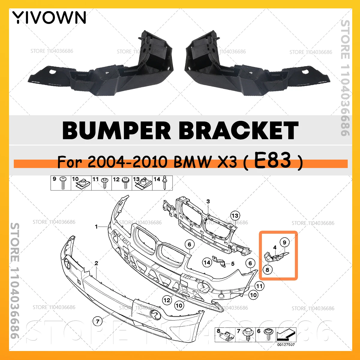 For 2004-2010 BMW X3 (E83) Front Bumper Bracket Support 51113400919 51113400920
For 2004-2010 BMW X3 (E83) Front Bumper Bracket Support 51113400919 51113400920