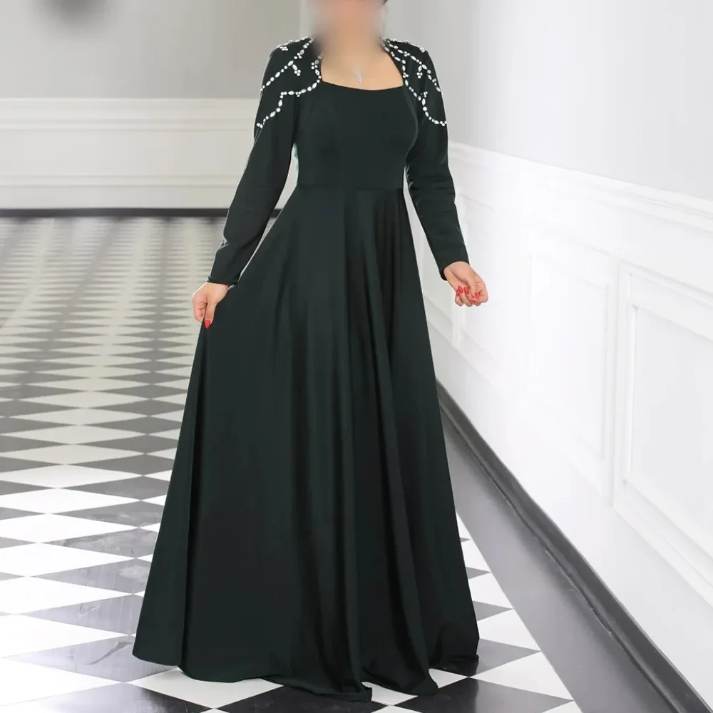 Customized Black A-Line Prom Dresses Floor-length Square Collar Full Sleeve Evening Gown Fashion Crystal Simple Party Gown
Customized Black A-Line Prom Dresses Floor-length Square Collar Full Sleeve Evening Gown Fashion Crystal Simple Party Gown