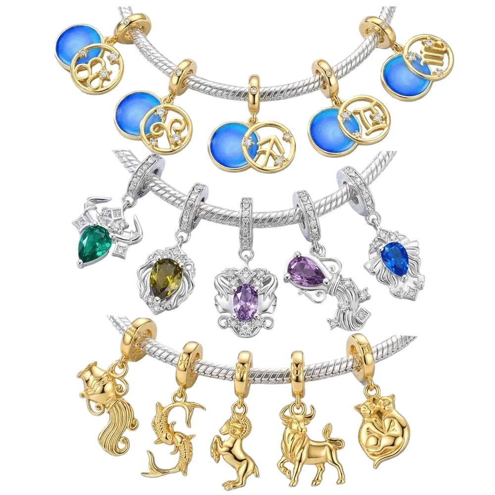 925 Sterling Silver Charms Beads Gold 12 Constellation The Twelve Zodiac Symbol Signs Pendant Fit Bracelet Women Jewelry Gift
925 Sterling Silver Charms Beads Gold 12 Constellation The Twelve Zodiac Symbol Signs Pendant Fit Bracelet Women Jewelry Gift