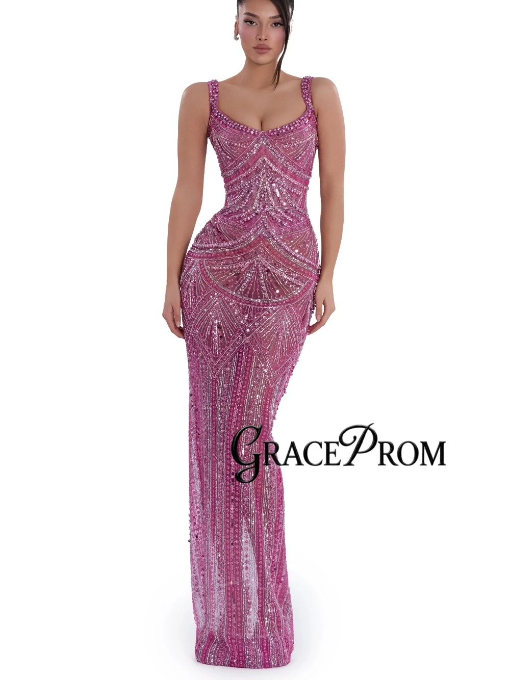 GRACEPROM Pink Mermaid Prom Dress Beaded Sequin Square Neck Spaghetti Straps Floor Length Formal Sexy Evening Gown Customized
GRACEPROM Pink Mermaid Prom Dress Beaded Sequin Square Neck Spaghetti Straps Floor Length Formal Sexy Evening Gown Customized