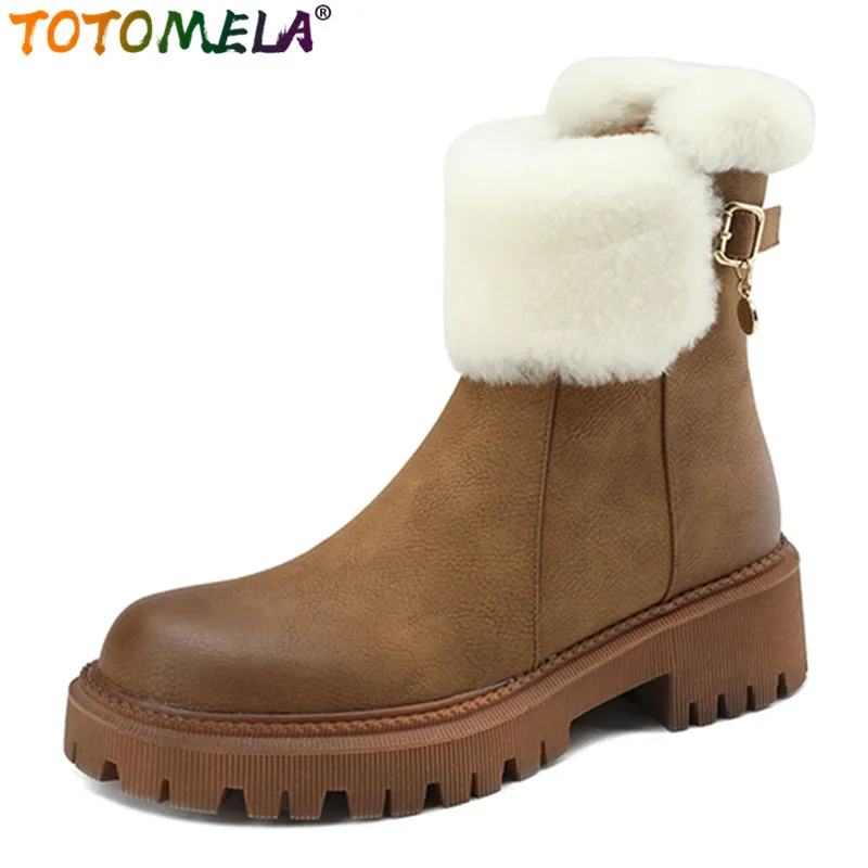 TOTOMELA 2024 New Thick Plush Snow Boots Genuine Leather Retro Ankle Boots Woman Platform Zipper Winter Boots
TOTOMELA 2024 New Thick Plush Snow Boots Genuine Leather Retro Ankle Boots Woman Platform Zipper Winter Boots