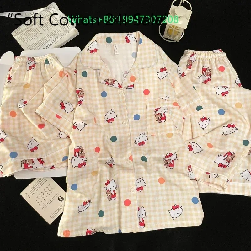 Summer Hello Kitty cartoon yellow pajamas pure cotton three-piece set short-sleeved shorts trousers Hello Kitty loungewear
Summer Hello Kitty cartoon yellow pajamas pure cotton three-piece set short-sleeved shorts trousers Hello Kitty loungewear