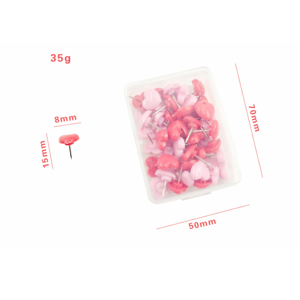 50pcs Heart Shaped Thumb Tacks Pins for Cork Board Bulletin Decorative Drawing Office School Supplies Map Marking Posters Notes
50pcs Heart Shaped Thumb Tacks Pins for Cork Board Bulletin Decorative Drawing Office School Supplies Map Marking Posters Notes
