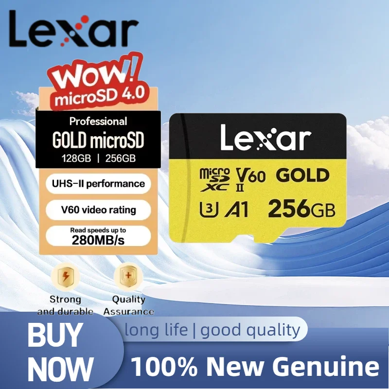 Lexar Original Professional Gold For Camera Micro SD Card 256GB Flash Card V60 A1 C10 TF Card MicroSDXC Read Max 280MB/s
Lexar Original Professional Gold For Camera Micro SD Card 256GB Flash Card V60 A1 C10 TF Card MicroSDXC Read Max 280MB/s