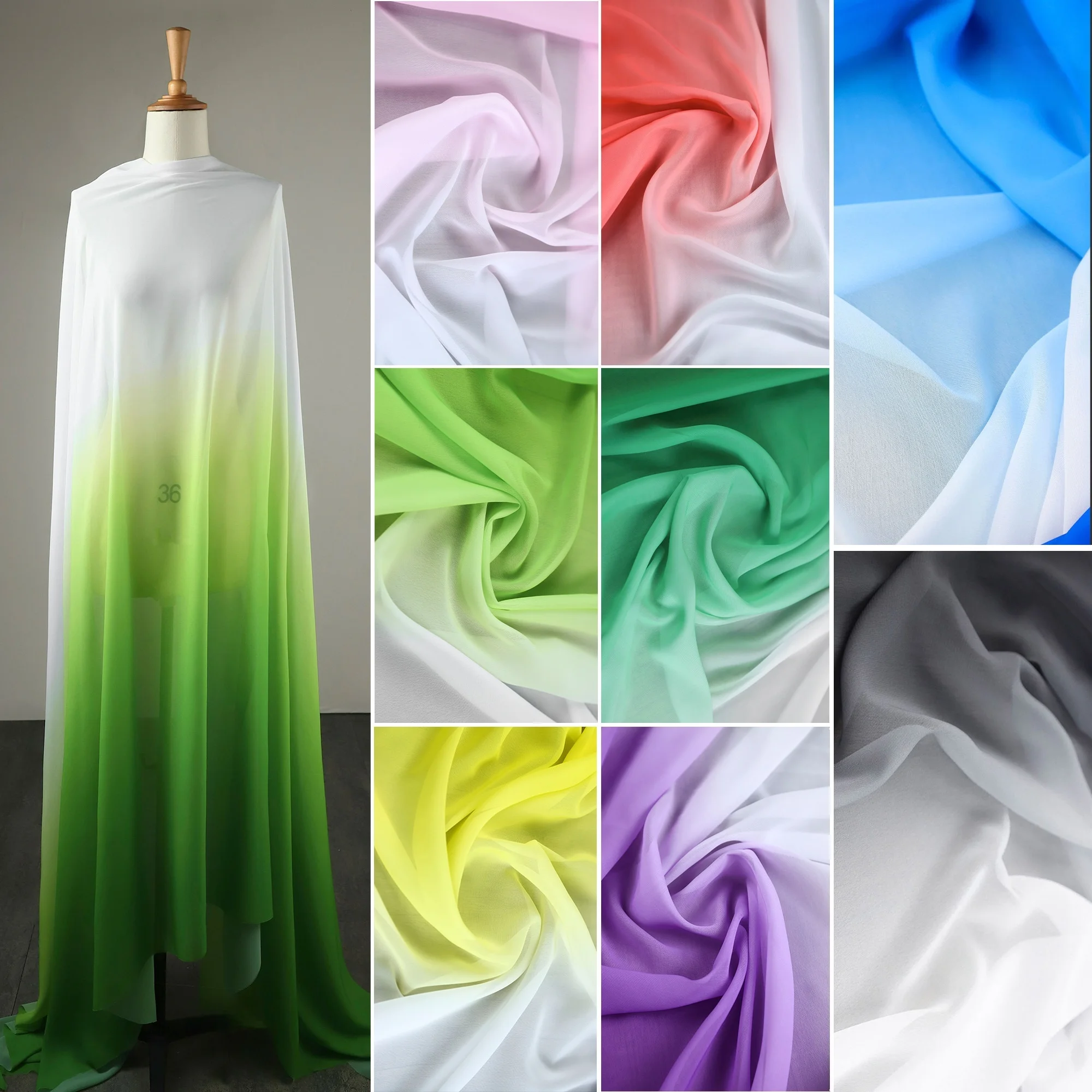 1Meter Gradient Chiffon Fabric Chinese Style Classical Semi-Transparent Elegant Drape for DIY Performance Clothing And Hanfu
1Meter Gradient Chiffon Fabric Chinese Style Classical Semi-Transparent Elegant Drape for DIY Performance Clothing And Hanfu