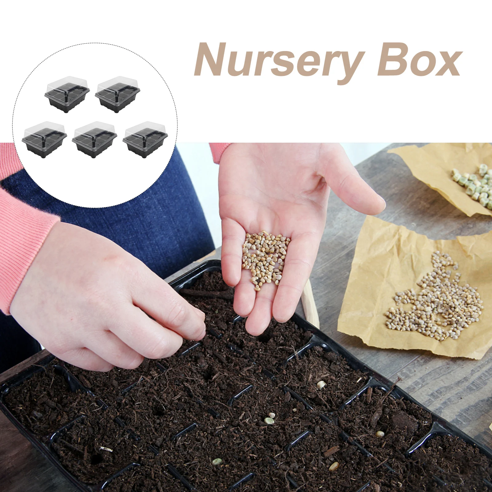 5 pcs Nursery Box Set Transparent Lid Sprouter Growing Trays Black Lightweight Durable Plastic Home Gardeners Hobbyists
5 pcs Nursery Box Set Transparent Lid Sprouter Growing Trays Black Lightweight Durable Plastic Home Gardeners Hobbyists