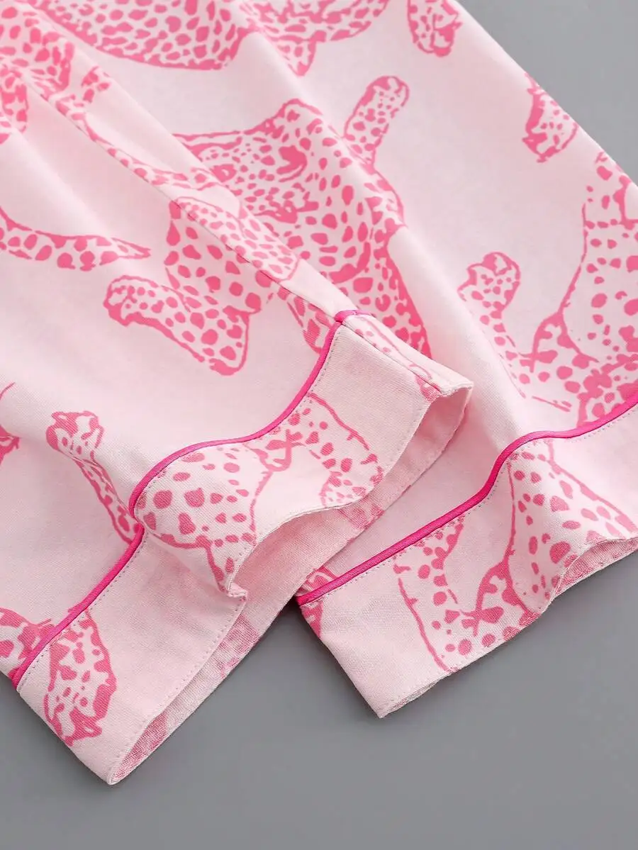 Womens Leopard Print Pajama Set Two Piece Sleepwear Autumn Winter Comfortable
Womens Leopard Print Pajama Set Two Piece Sleepwear Autumn Winter Comfortable